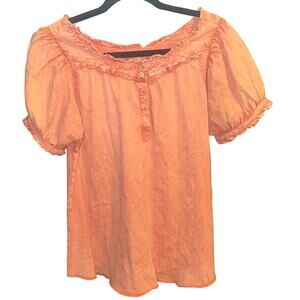 Easel Sm Coral Puff Sleeve Blouse